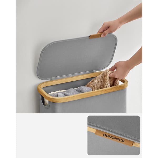 Panier à linge gris avec couvercle - L42 cm