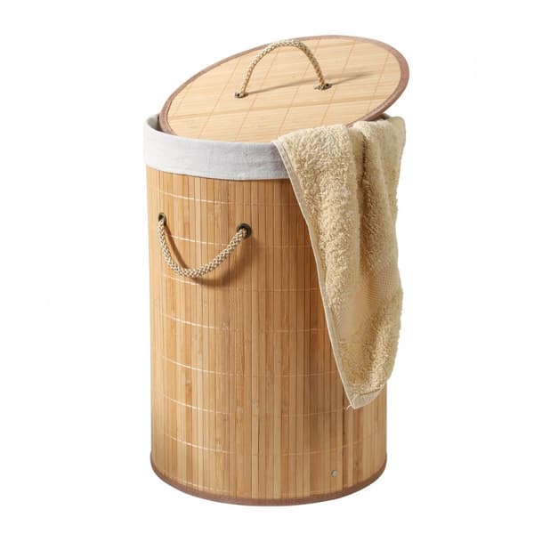 Rund tvättkorg i bambu 60L - H50 cm