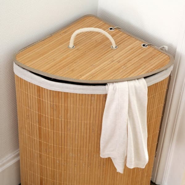Hörntvättkorg i bambu - H60 cm