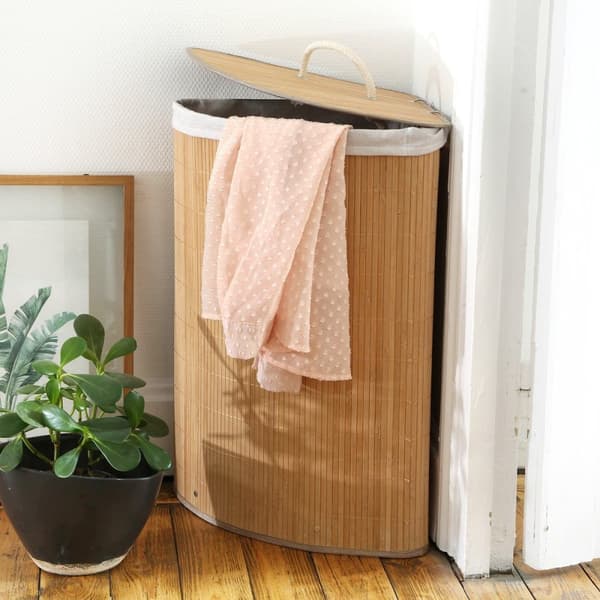 Hörntvättkorg i bambu - H60 cm