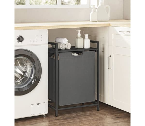 Rootz Laundry Collector - Opbevaringsorganer - Tøjspand - Metalramme - Sort/Grå - 65cm x 40cm x 75cm
