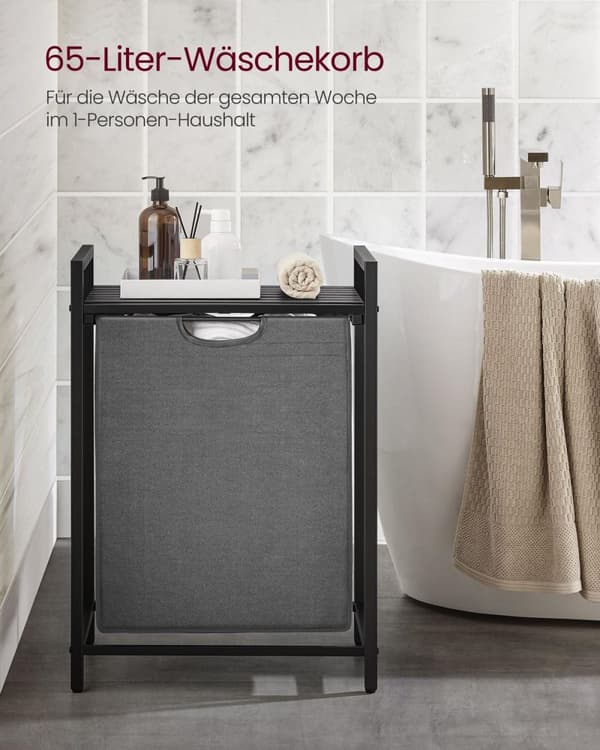 Rootz Laundry Collector - Opbevaringsorganer - Tøjspand - Metalramme - Sort/Grå - 65cm x 40cm x 75cm