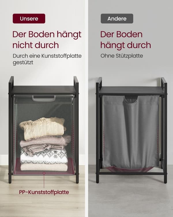 Rootz Laundry Collector - Opbevaringsorganer - Tøjspand - Metalramme - Sort/Grå - 65cm x 40cm x 75cm