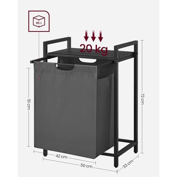Rootz Laundry Collector - Opbevaringsorganer - Tøjspand - Metalramme - Sort/Grå - 65cm x 40cm x 75cm