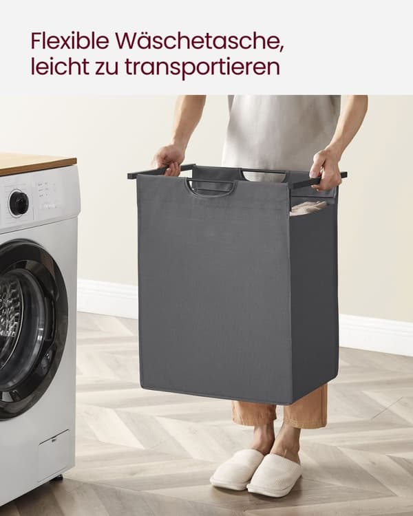 Rootz Laundry Collector - Opbevaringsorganer - Tøjspand - Metalramme - Sort/Grå - 65cm x 40cm x 75cm