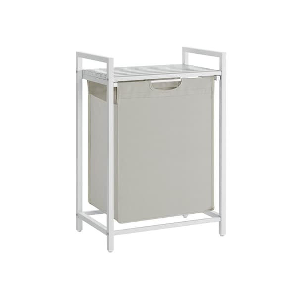 Rootz Laundry Collector - Vaatteet - Säilytyskori - Irrotettava hylly - Valkoinen metallirunko - 60cm x 40cm x 80cm