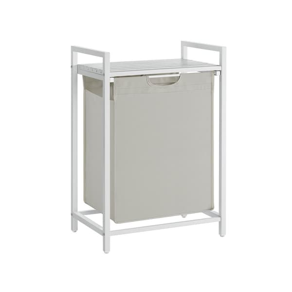 Rootz Laundry Collector - Vaatteet - Säilytyskori - Irrotettava hylly - Valkoinen metallirunko - 60cm x 40cm x 80cm