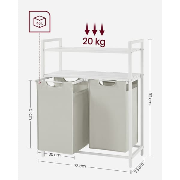 Pesulakori - 2 x 46 l - 2 hyllyä - valkoinen