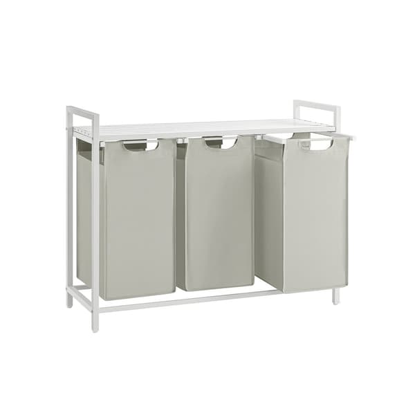 Tvättkorg - 3 x 38 l - med 1 hylla - vit