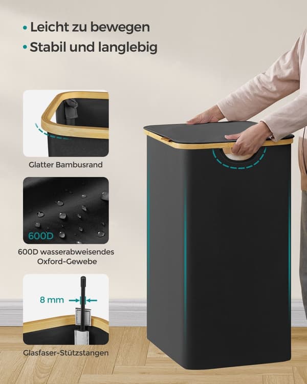 Pesulakori 3 osastolla muste -mustalla bambu -kahvilla