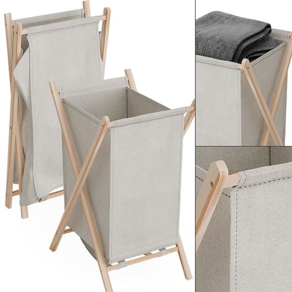 Bruno tvättkorg, 40x64cm, Beige, Trä, Vicco