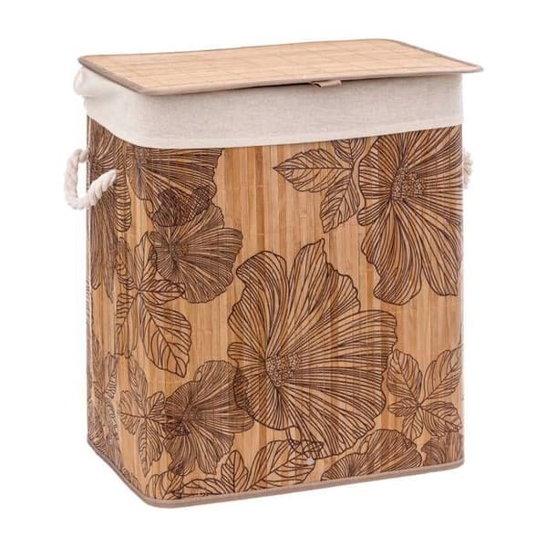 5five - tvättkorg 60l "blackflora" svart bambu