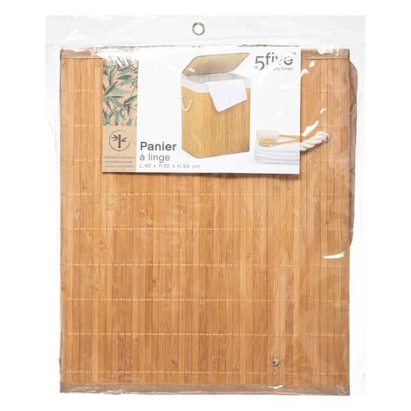 5five - 60l svart bambu tvättkorg
