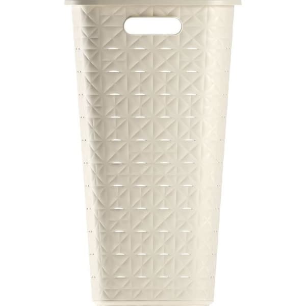 CURVER Tvättkorg Softex 56L - Elegant Design - Lätt, Stapelbar och Praktisk - 70% återvunnen - 59 x 43 x 34 cm - Off-white