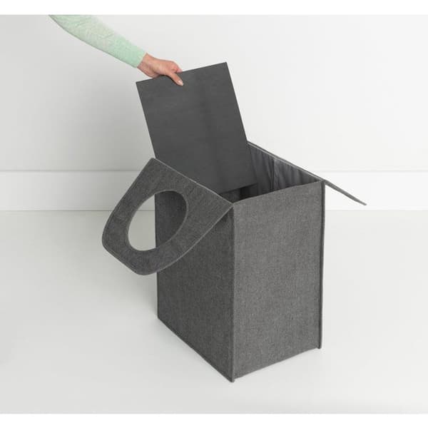 Brabantia 120381 rektangulär tvättpåse - 55 L - Svart - Quick Drop öppnings- och fällbara handtag
