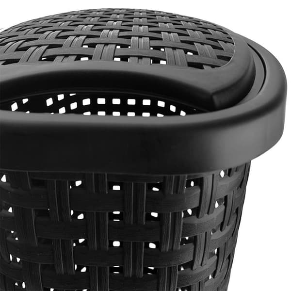 Vasketøjskurv med låg, smal, sort, 45 l, 41x32x61 cm