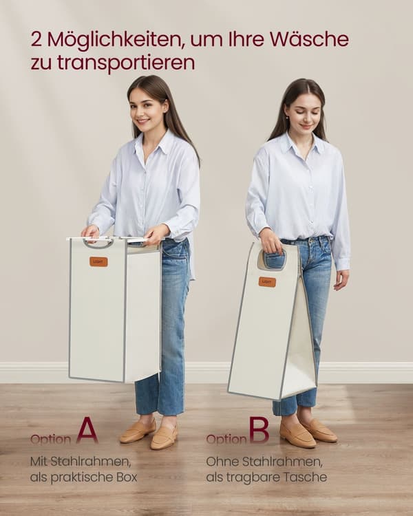 Tøjvask kurv 2 kurser naturlig beige due grå creme hvid