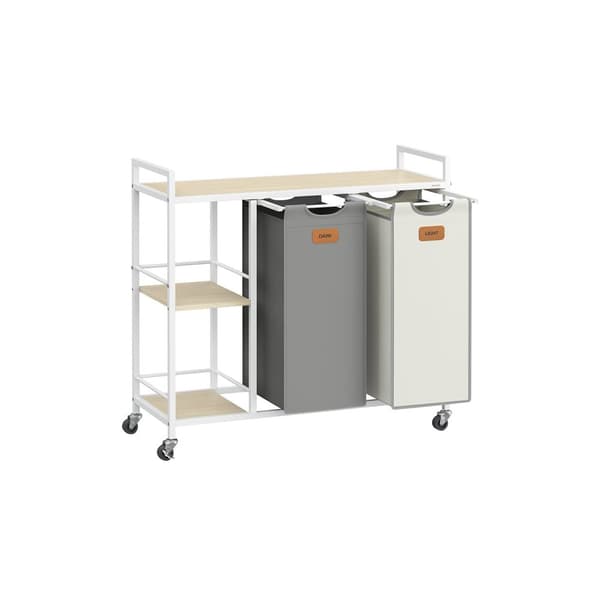 Tøjvask kurv 2 kurser naturlig beige due grå creme hvid