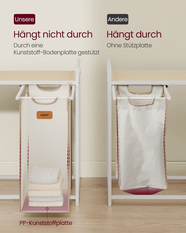 Tvättkorg 4 kurser naturlig beige-kamel brun-crème vit