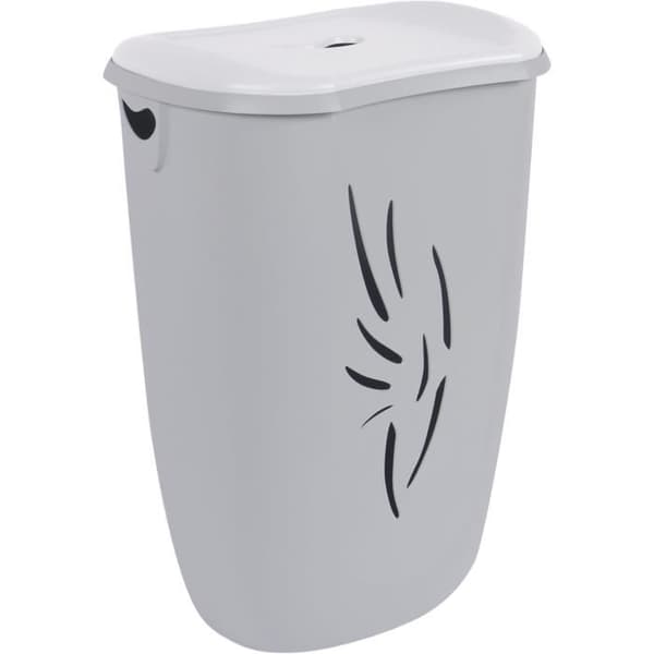 Tvättkorg Flora 40 L - Betonggrå och Vit ceruserad - 40 x 30 x 57 cm - EDA PLASTIQUE