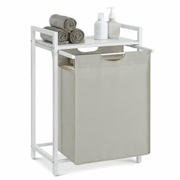 Hvid 1-kammer vasketøjskurv 65L