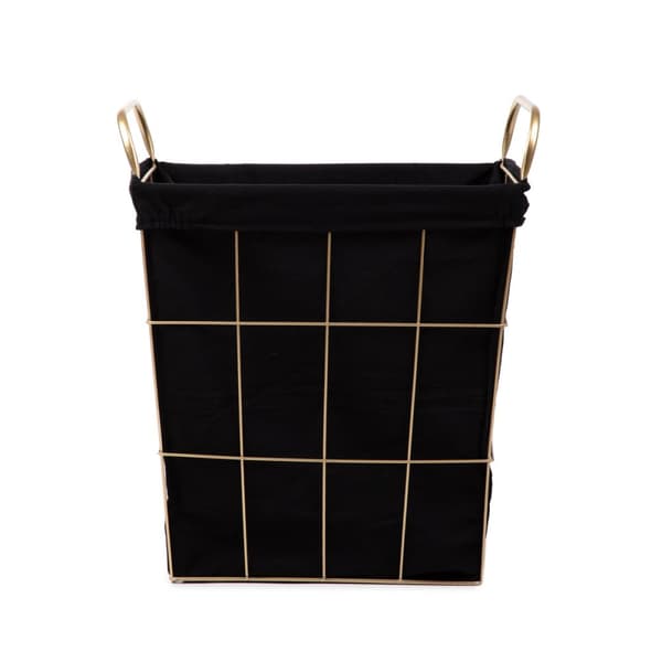 Badeværelse kurv | LORREY | guld med sort materiale | 42x27x49 cm | 870175