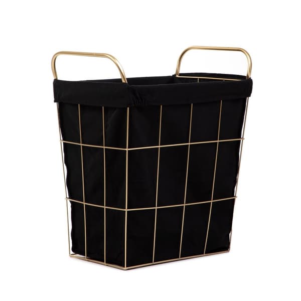 Badeværelse kurv | LORREY | guld med sort materiale | 42x27x49 cm | 870175