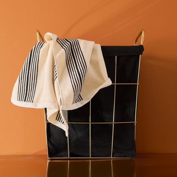 Badeværelse kurv | LORREY | guld med sort materiale | 42x27x49 cm | 870175