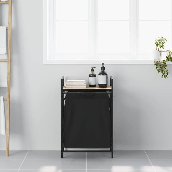 vidaXL Tvättkorg 1 fack med hylla sonoma-ek