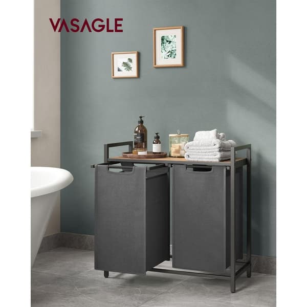 Vasketøjskurv, VASAGLE, 73x33x72 cm, Vintagebrun-Grå