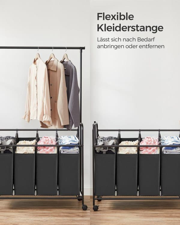 Vasketøjskurv, SONGMICS, 108x44x172 cm, Sort
