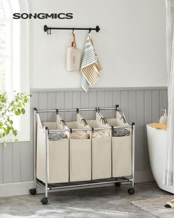 Vasketøjvogn, SONGMICS LSF005, 87.5x38.5x81 cm, Sort