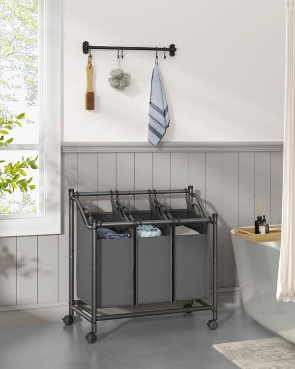 Pesulakori - Pyörillä - 3 × 45 l - Leigrijs