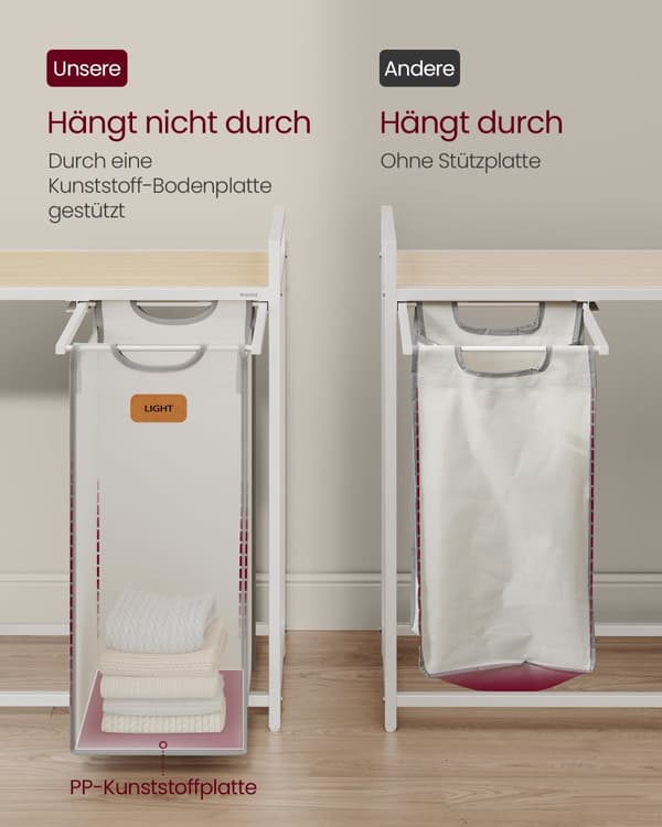 Vasketøjskurv, VASAGLE Wäschekorb 4 rum, 98.6x33x80.5 cm, Beige