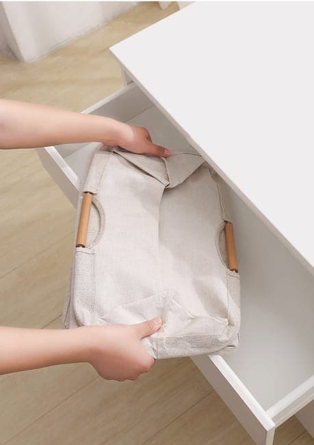 Vasketøjskurv med dobbelte håndtag, fritstående opbevaring, 56x40x27 cm, foldbart design, til vaskerum og hjemmebrug