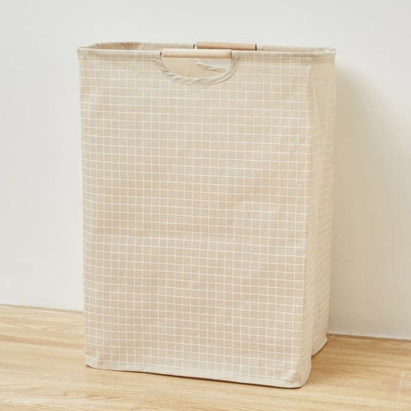 Vasketøjskurv med dobbelte håndtag, fritstående opbevaring, 56x40x27 cm, foldbart design, til vaskerum og hjemmebrug