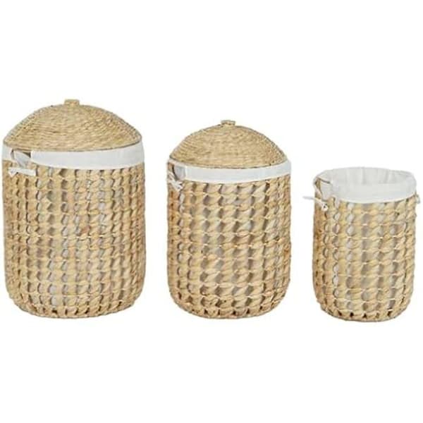 Tvättkorg - HOME ESPRIT - Flerfärgad - 48 x 61,5 x 47,5 cm - 3 st - Naturvit