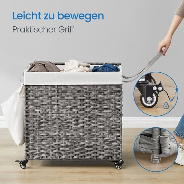 Wasmand met deksel, 140 L, wassorteerder op wielen