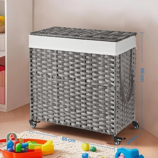 Wasmand met deksel, 140 L, wassorteerder op wielen