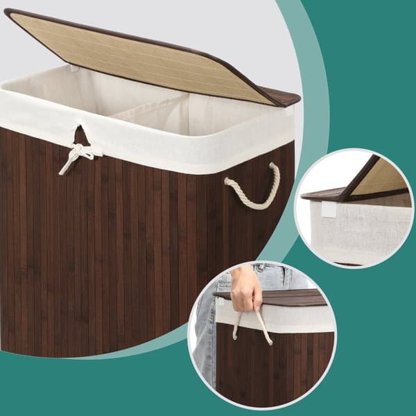 Wasmand 2 compartimenten, 100 L wasmand met deksel, met handvatten