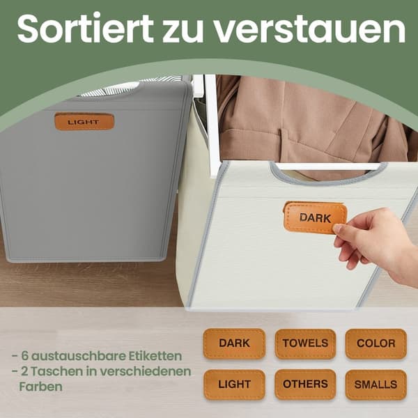 Wasmand 2 compartimenten, wasverzamelaar 100 L, wassorteerder
