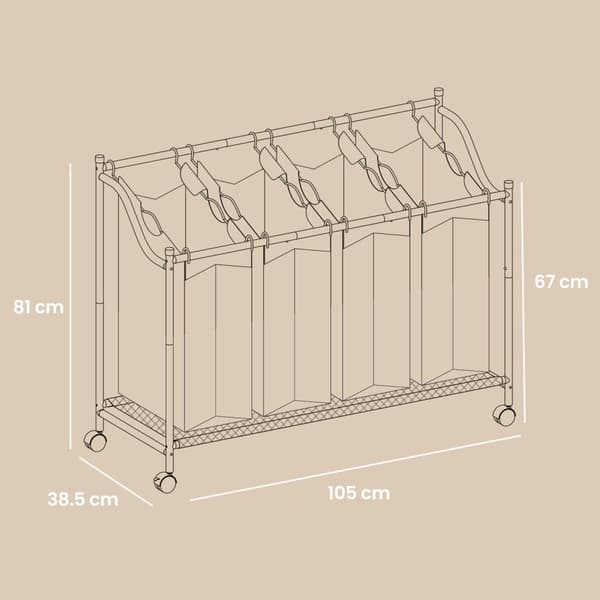 Vasketøjskurv, SONGMICS LSF005, 105x38.5x67/81 cm, Sort