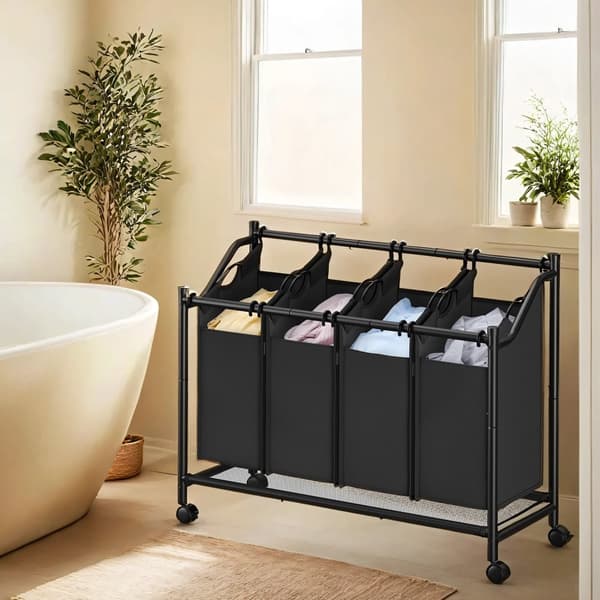 Vasketøjskurv, SONGMICS LSF005, 105x38.5x67/81 cm, Sort