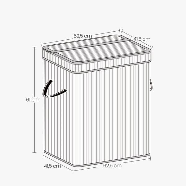 Pyykinkori, SONGMICS LCB063N01, 54,5x34,5x61 cm, valkoinen