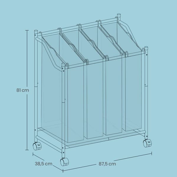 Vasketøjskurv, SONGMICS LSF005, 87,5x38,5x67/81 cm, Sort