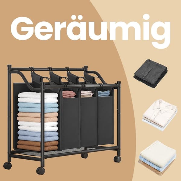 Vasketøjskurv, SONGMICS LSF005, 87,5x38,5x67/81 cm, Sort