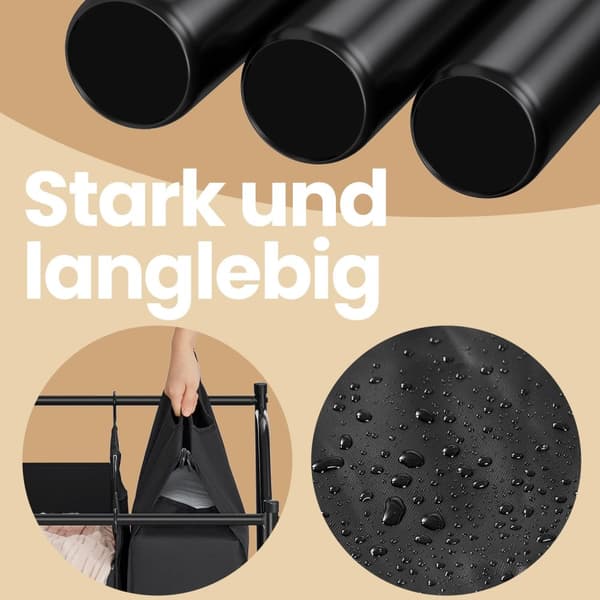 Vasketøjskurv, SONGMICS LSF005, 87,5x38,5x67/81 cm, Sort