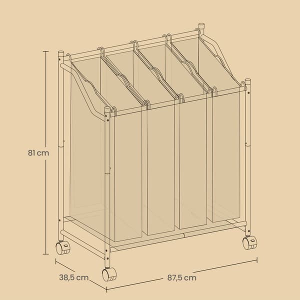 Vasketøjskurv, SONGMICS LSF005, 87,5x38,5x67/81 cm, Sort