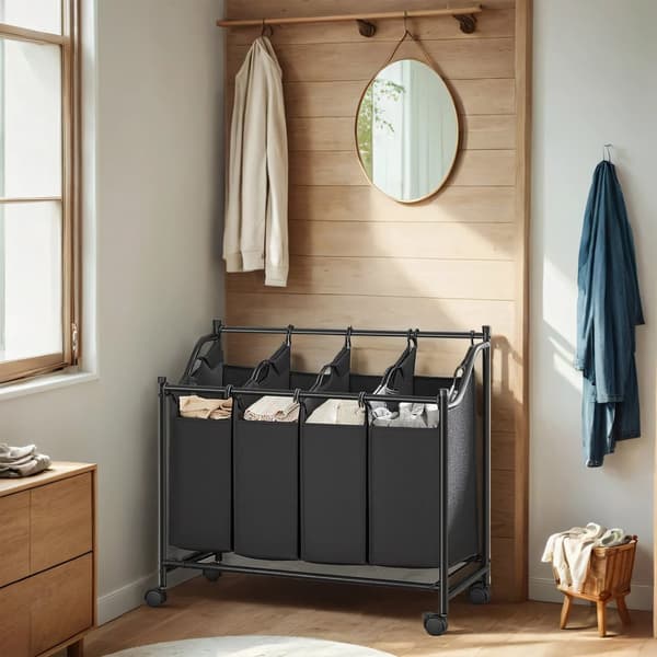 Vasketøjskurv, SONGMICS LSF005, 87,5x38,5x67/81 cm, Sort