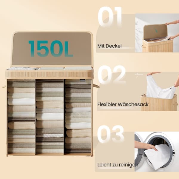 Vasketøjskurv, SONGMICS LCB063N01, 41,5x62,5x61 cm, Beige